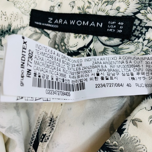 Zara / Floral Cream Gray Pant - Picture 7 of 7